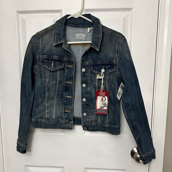 NWT Levi Strauss Signature Trucker Crop Jean Jacket Medium - Picture 1 of 8
